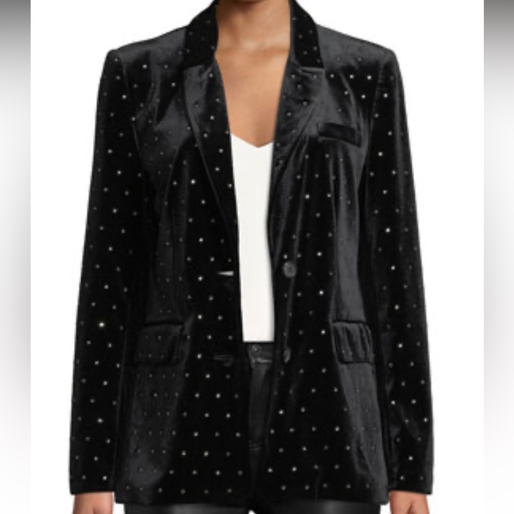 Rebecca Minkoff Black Velour and Rhinestone Blazer